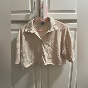 cropped collared flowy top